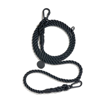 Found My Animal Matte Black Rope Adjustable Dog Leash Large