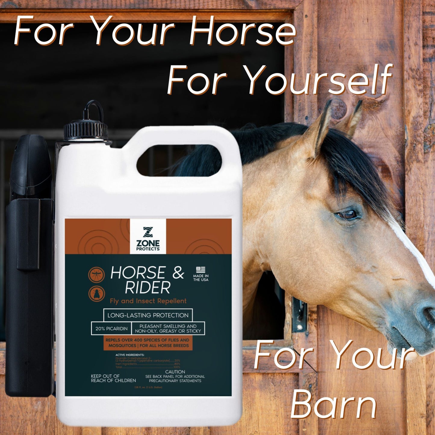 Horse & Rider Fly & Insect Repellent Spray, Gallon w/ Battery-Operated Wand
