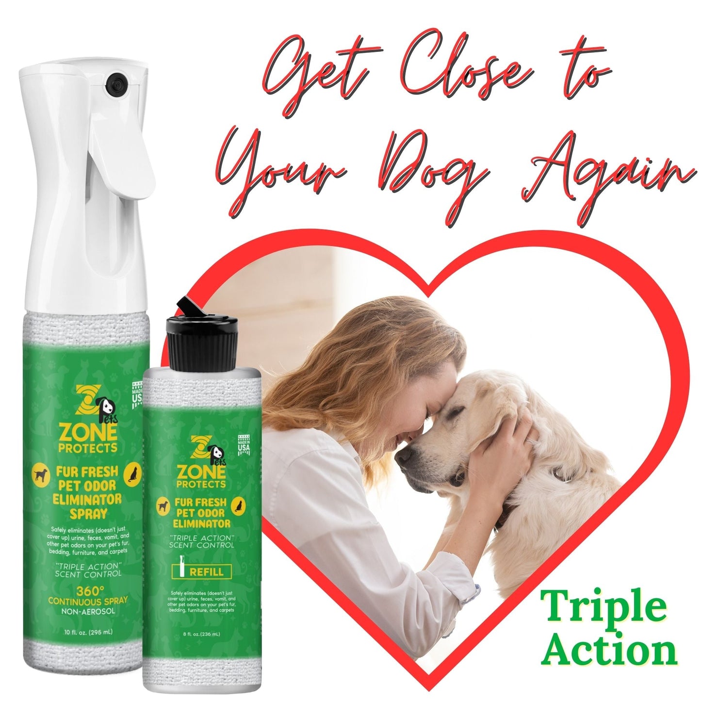 Fur-Fresh Pet Odor Eliminator Spray Continuous Spray + Refill Combo