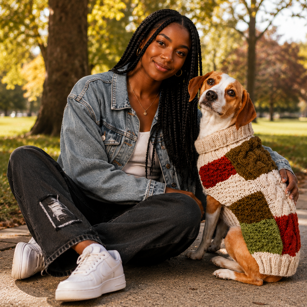 Patchwork Wool Dog Sweater