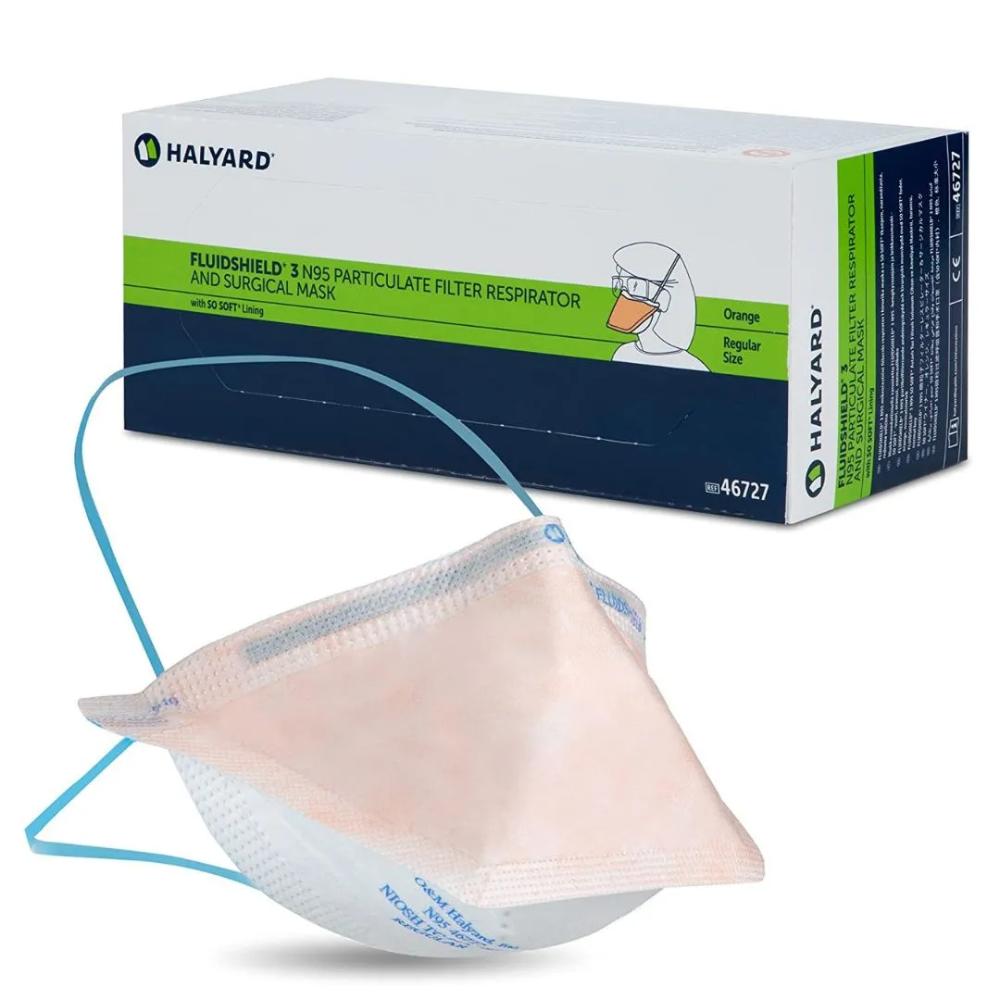 Halyard 210pcs Fluidshield 46827S Particulate Respirator Level 3 N95 Face Mask, Small Size