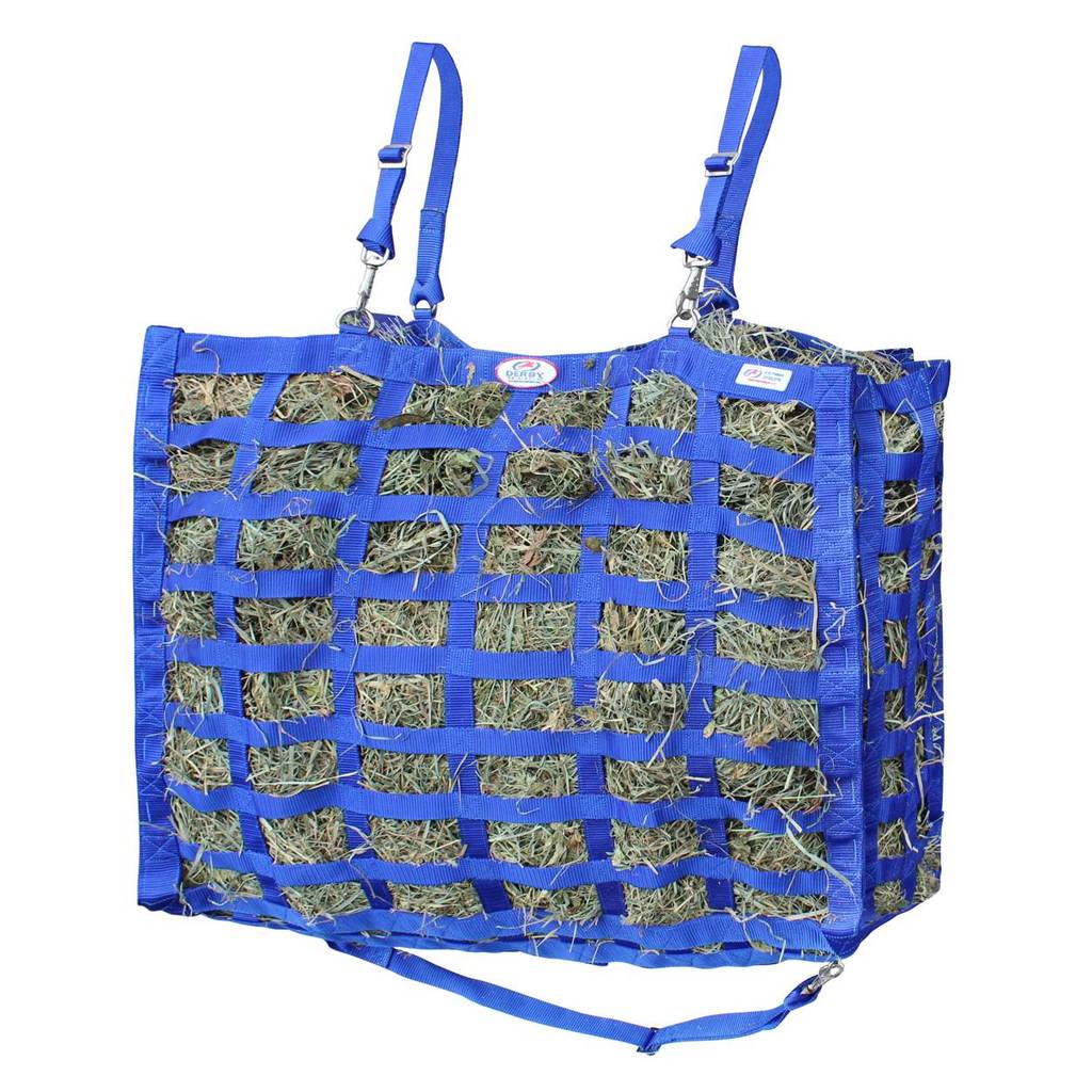 Derby Originals Supreme 4-Sided Slow Feeder Horse Hay Bag, 3.5" x 1.75" Rectangular Openings, Patented Design, Super Tough Bottom®, 1 Bale Capacity, 1-Year Warranty