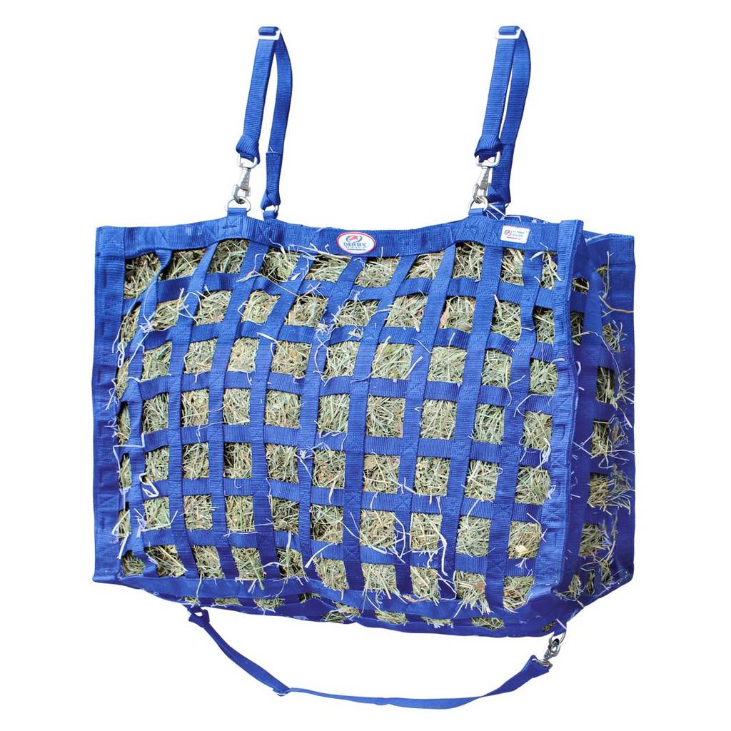 Derby Originals Superior 4-Sided Slow Feeder Horse Hay Bag, 2" Square Openings, Patented Design, Super Tough Bottom®, 1 Bale Capacity, 1-Year Warranty