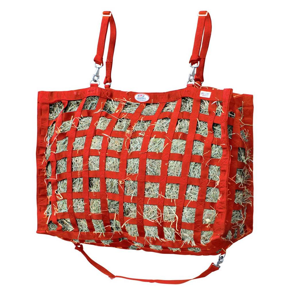 Derby Originals Superior 4-Sided Slow Feeder Horse Hay Bag, 2" Square Openings, Patented Design, Super Tough Bottom®, 1 Bale Capacity, 1-Year Warranty