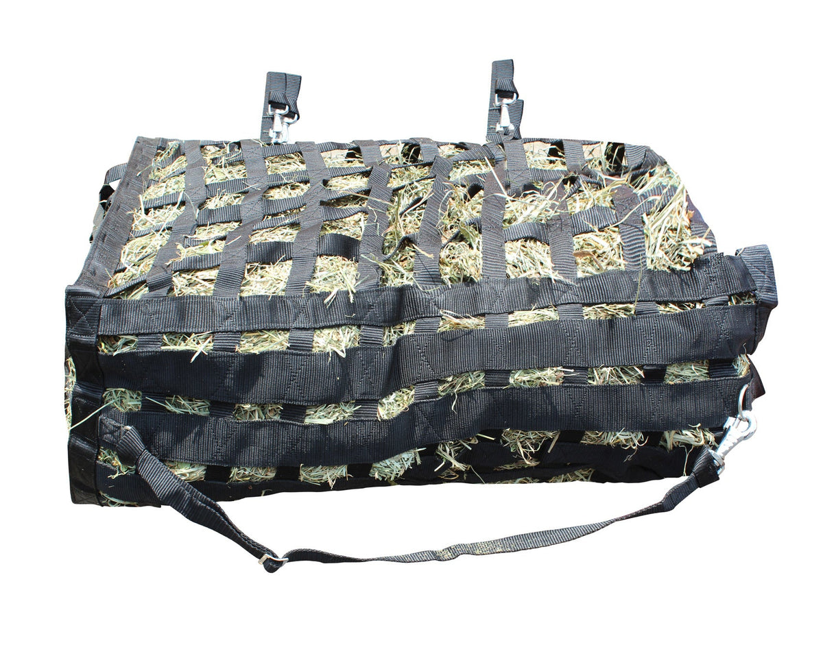 Derby Originals Superior 4-Sided Slow Feeder Horse Hay Bag, 2" Square Openings, Patented Design, Super Tough Bottom®, 1 Bale Capacity, 1-Year Warranty