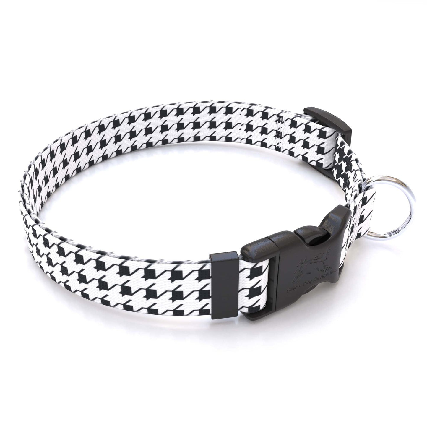 Personalized Houndstooth Black and White Dog Collar