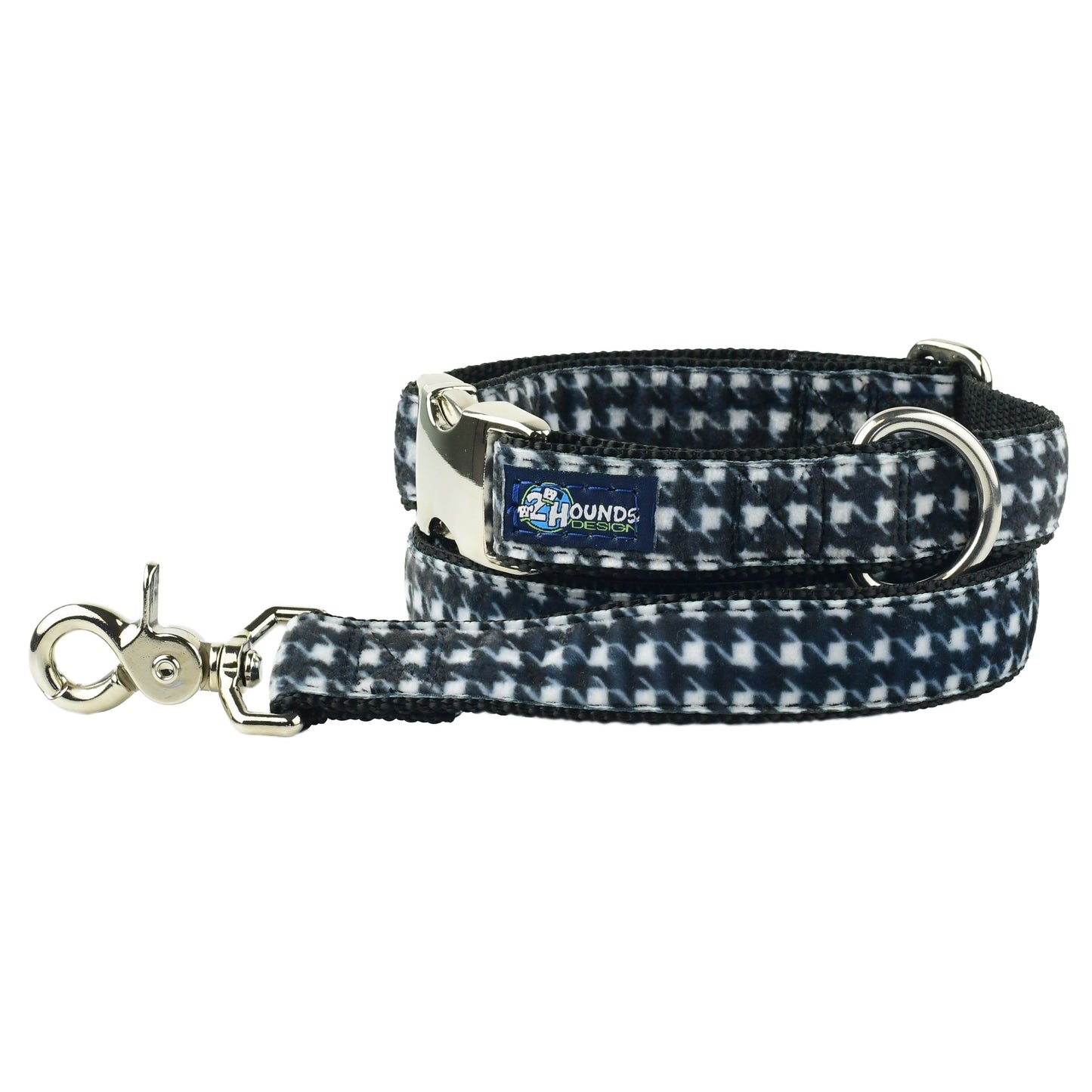 Houndstooth Black and White Velvet Essential Dog Collar