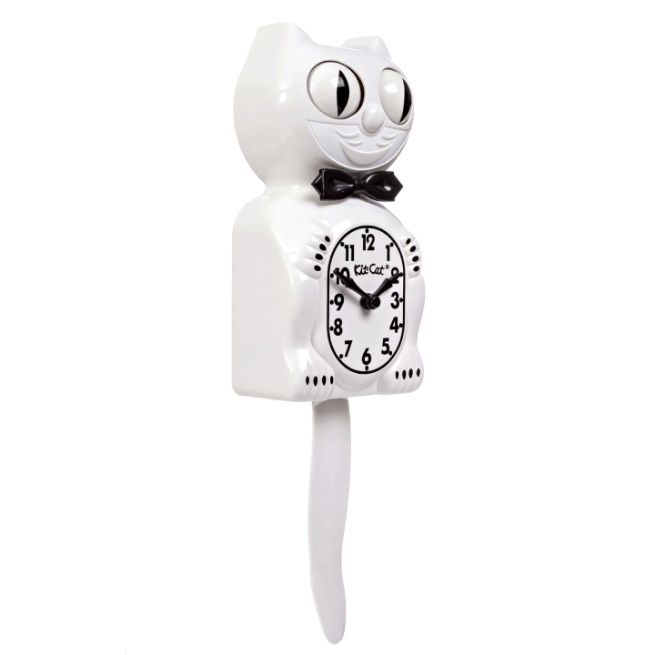 White Gentleman Kit-Cat Klock with Black Bow Tie (15.5" high)