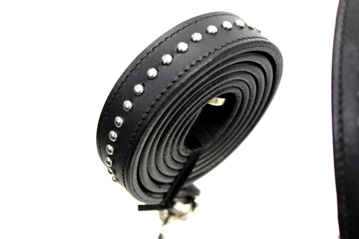 Derby Originals New and Improved Premium Show Spotted Flat Leather Cattle Show Halter, Small/Medium/Large, Adjustable Fit with 48" Lead and 14" Chain, Durable Hardware, 1-Year Warranty
