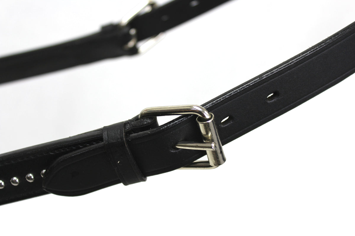 Derby Originals New and Improved Premium Show Spotted Flat Leather Cattle Show Halter, Small/Medium/Large, Adjustable Fit with 48" Lead and 14" Chain, Durable Hardware, 1-Year Warranty