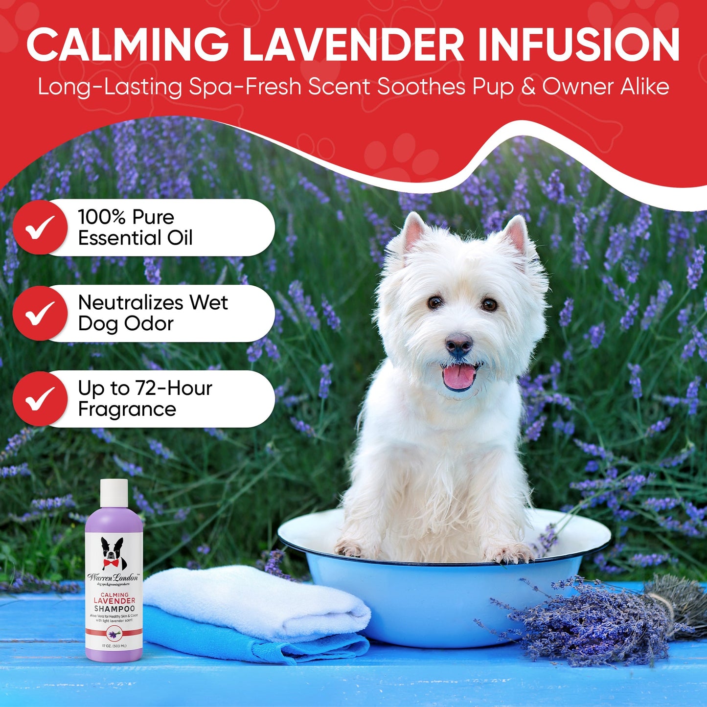 Calming Lavender Dog Shampoo w/Aloe Vera & Essential Oils - Professional Size