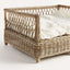 Large Vintage Woven Rattan Dog Bed with Cushion
