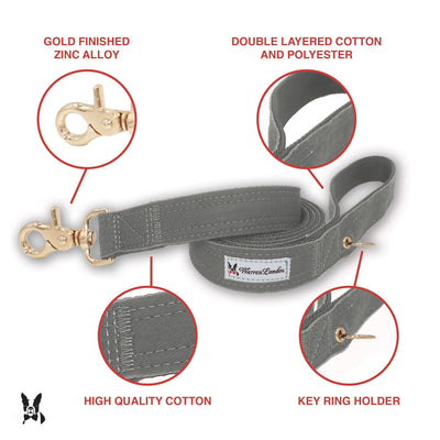 Fabric Dog Leash - Grey