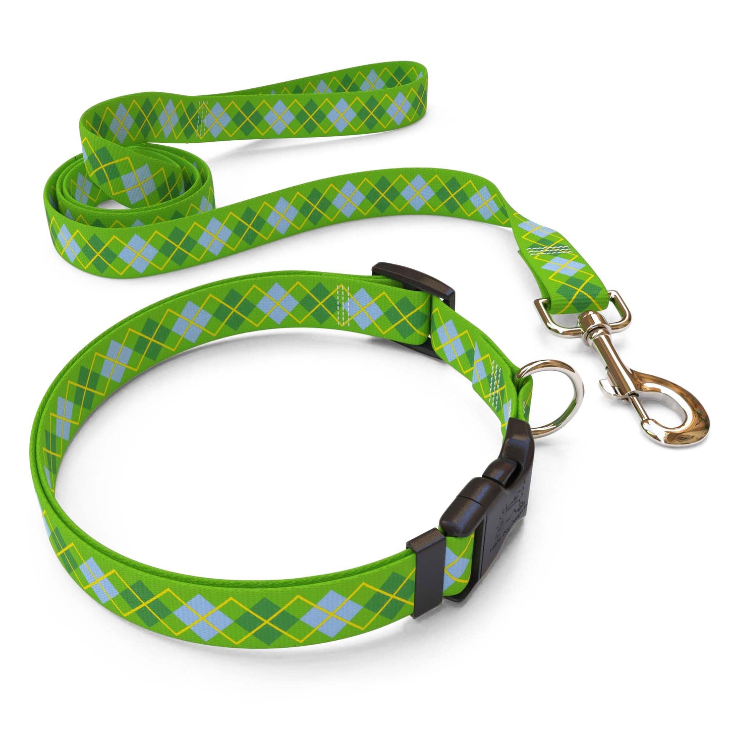 Lime Argyle Dog Collar