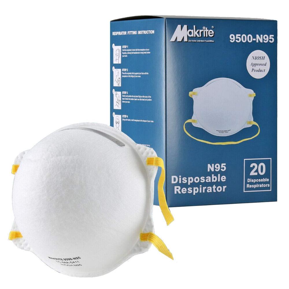 Makrite 240pcs 9500 Disposable Particulate Respirator N95 Face Mask, Regular Size