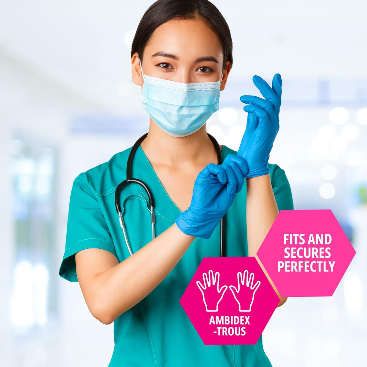 MedPride Nitrile Exam Gloves 4.3 Mil Thick Non-Sterile Powder Free - 180 Gloves / Case of 10 (1800 count)