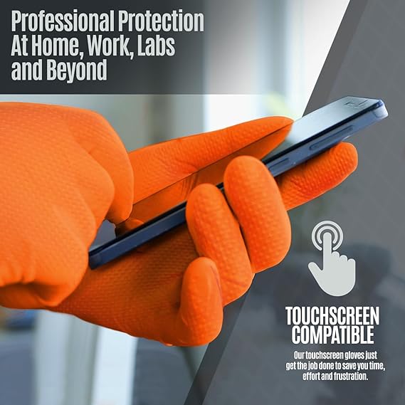 MedPride Maxx Strength Nitrile Industrial Orange Gloves, 8 Mil Thick - 100 Gloves / Case of 10 (1000 Count)