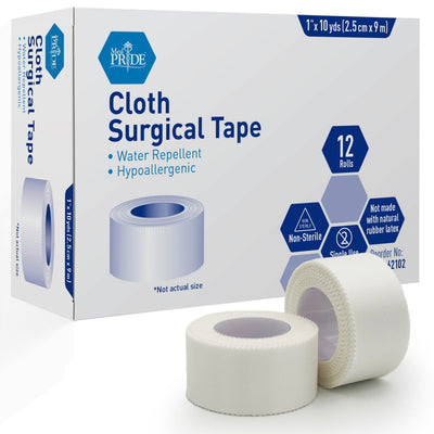 MedPride Cloth Surgical Tape, 1" x 10 yds - 12/Box, Case of 12 (144 Count)