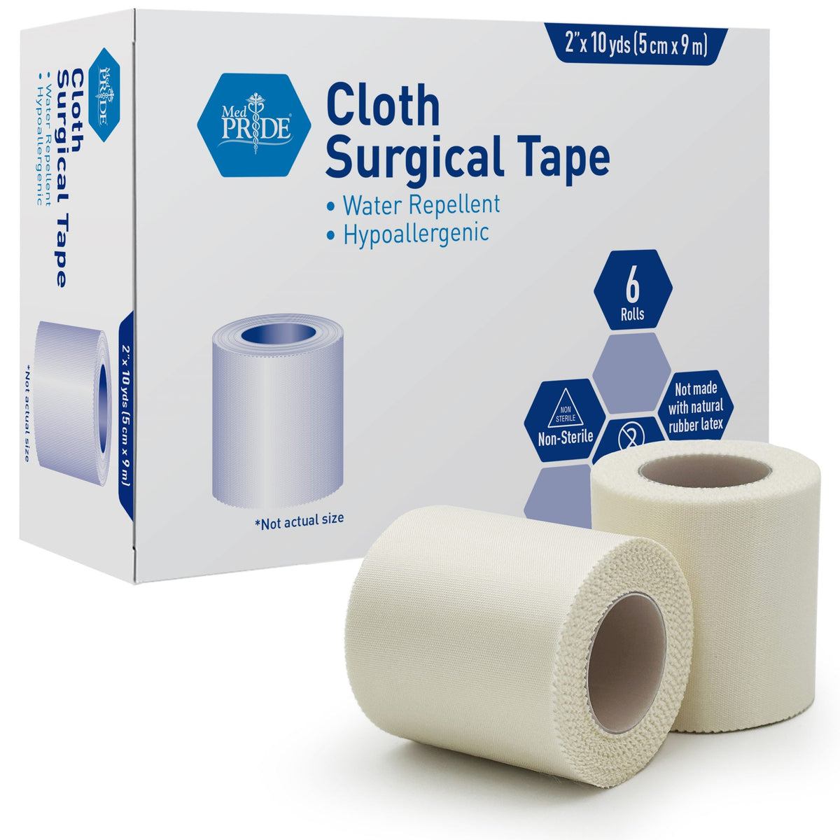 MedPride Cloth Surgical Tape, 2" x 10 yds - 6/Box, Case of 12 (72 Count)