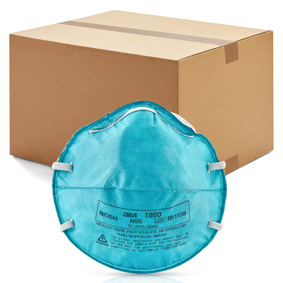 3M 120pcs 1860 Particulate Respirator N95 Face Mask with Fluid Resistance, Regular Size