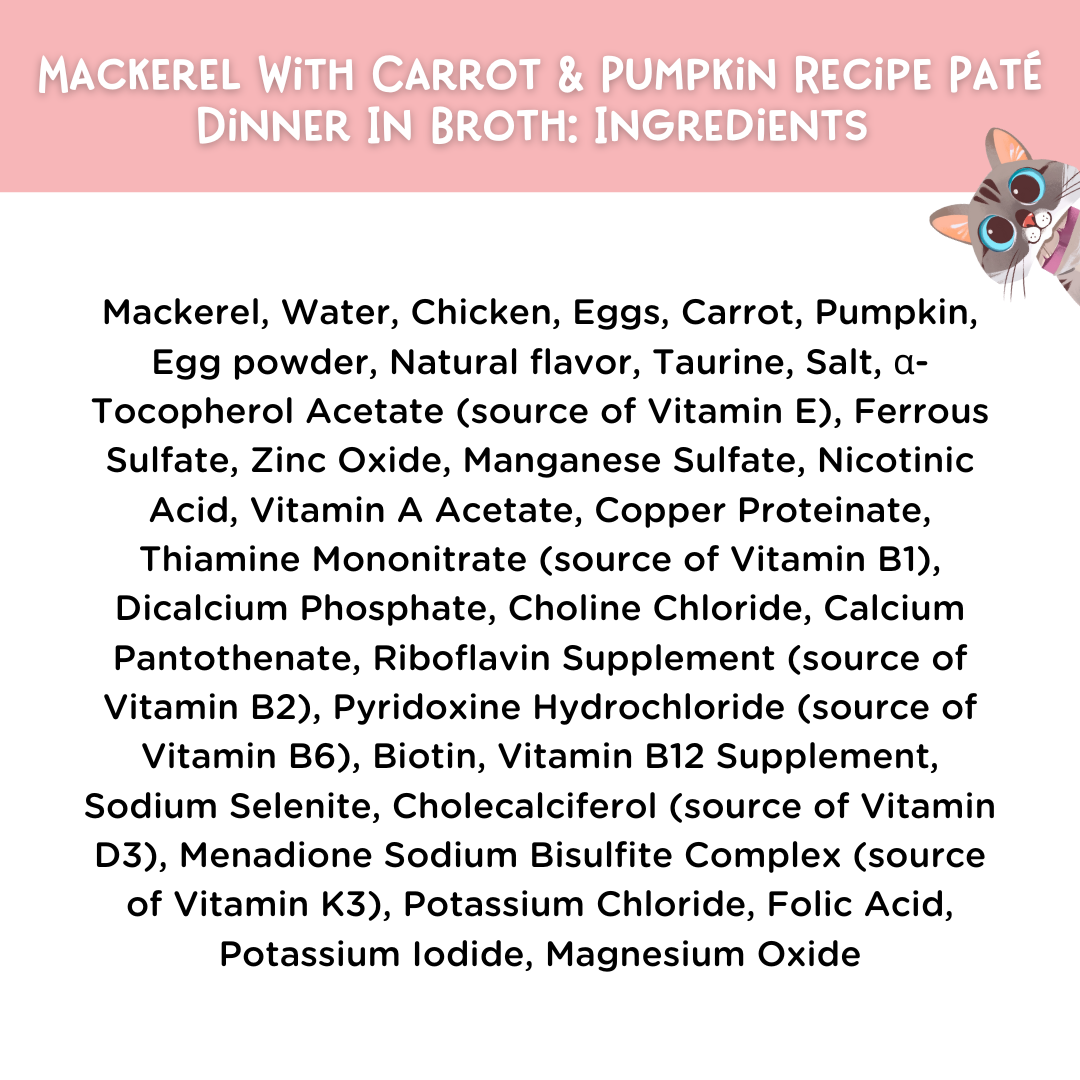 Mackerel With Carrot & Pumpkin Recipe Paté Dinner In Broth Adult Cat Food, 2.8-oz