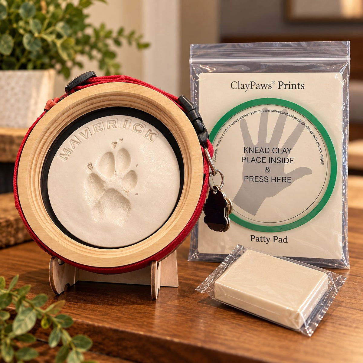 ClayPaws® Almond Shimmer Paw Print Kit & Collar Keepsake Frame