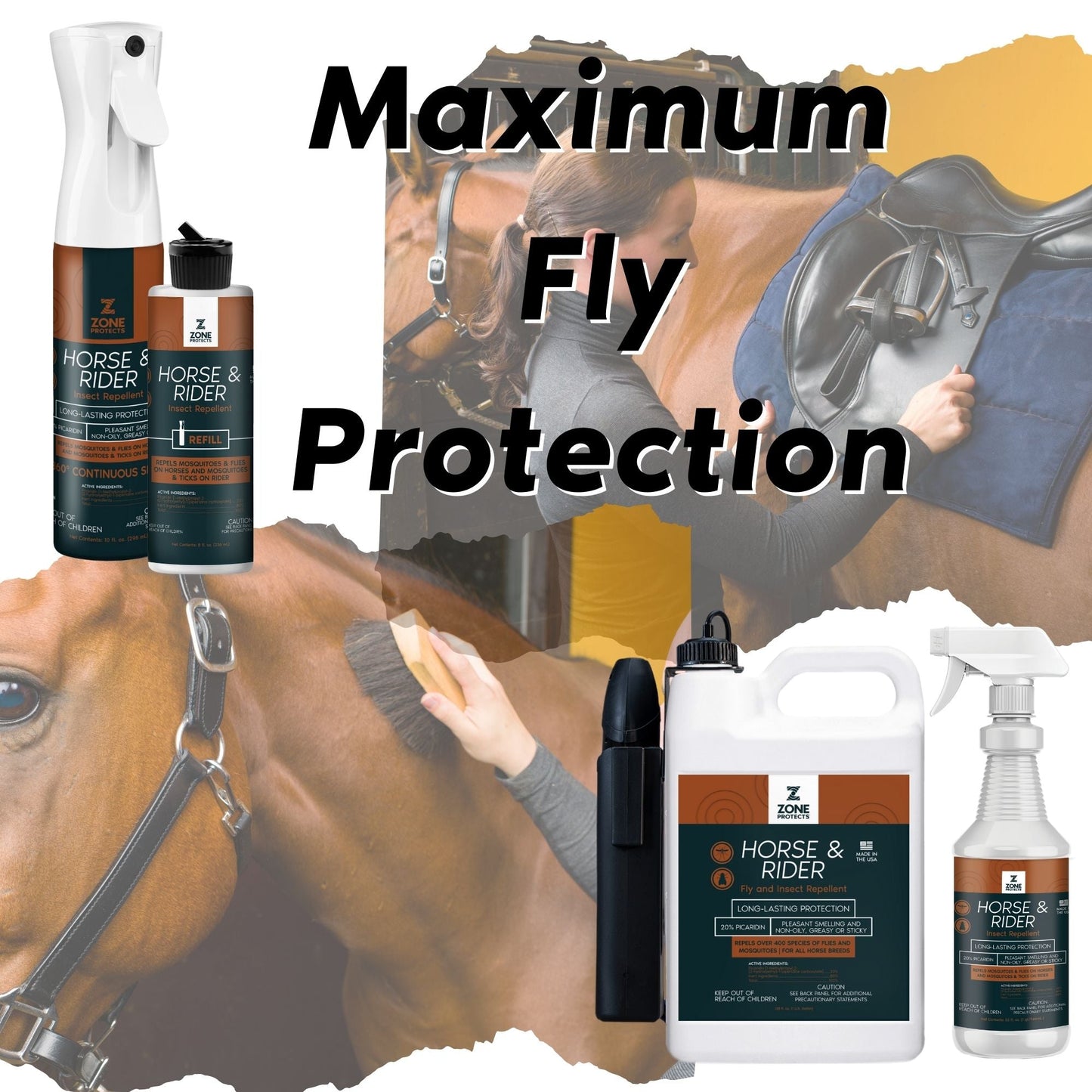 Horse & Rider Fly & Insect Repellent Spray, Gallon w/ Battery-Operated Wand