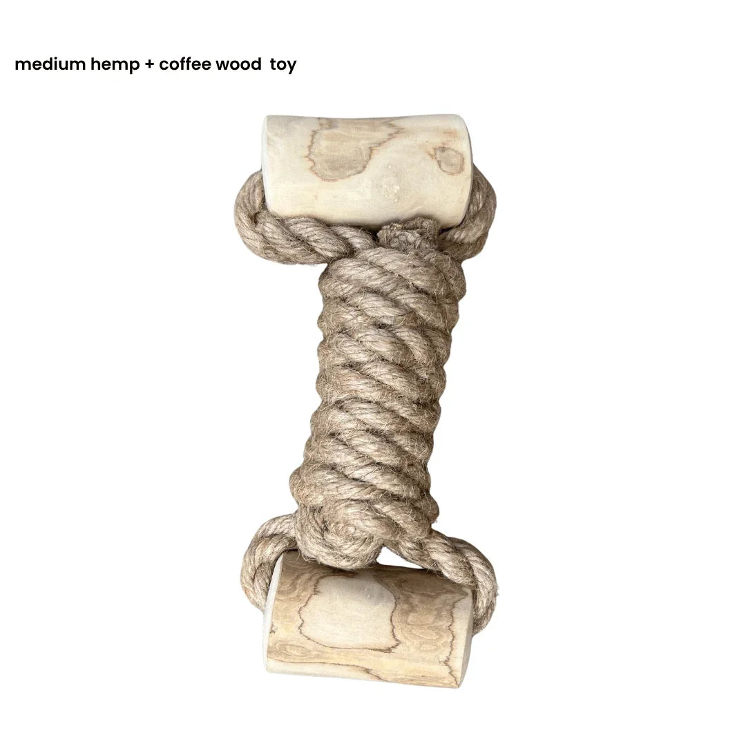 hemp rope + coffee wood toy