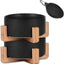 Modern Ceramic Cat & Dog Bowl Set with Wood Stand, Non-Slip, Set of 2