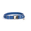 Rolled Style Blue Leather Quick-Release Dog Collar