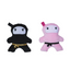 Pink & Black Ninja Plush Dog Toy Set, Squeakers & Crinkle Paper