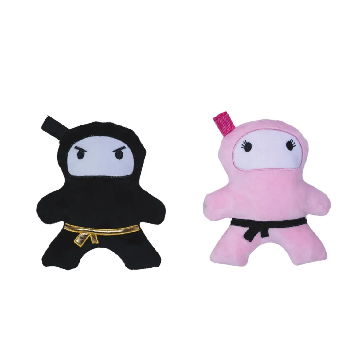 Pink & Black Ninja Plush Dog Toy Set, Squeakers & Crinkle Paper