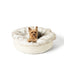 PupPouf™ Faux Fur Donut Dog Bed - White with Brown Accents