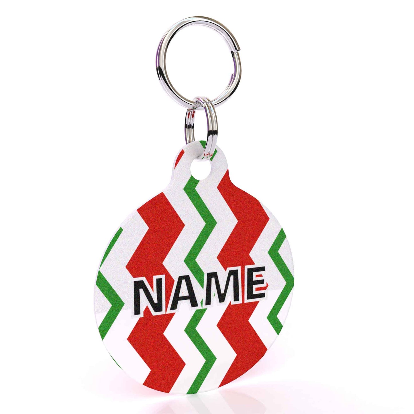 Peppermint Chevron Stripes HD Dog ID Tag