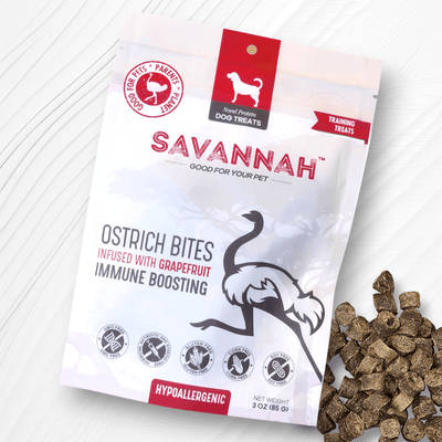 Ostrich Bites with Grapefruit (3oz): The Tasty, Immune-System Supporting Treat for Dogs
