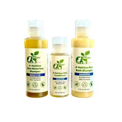 4-HAIRLESS PETS SENSITIVE SHAMPOO, WATERLESS & CONDITIONER KIT