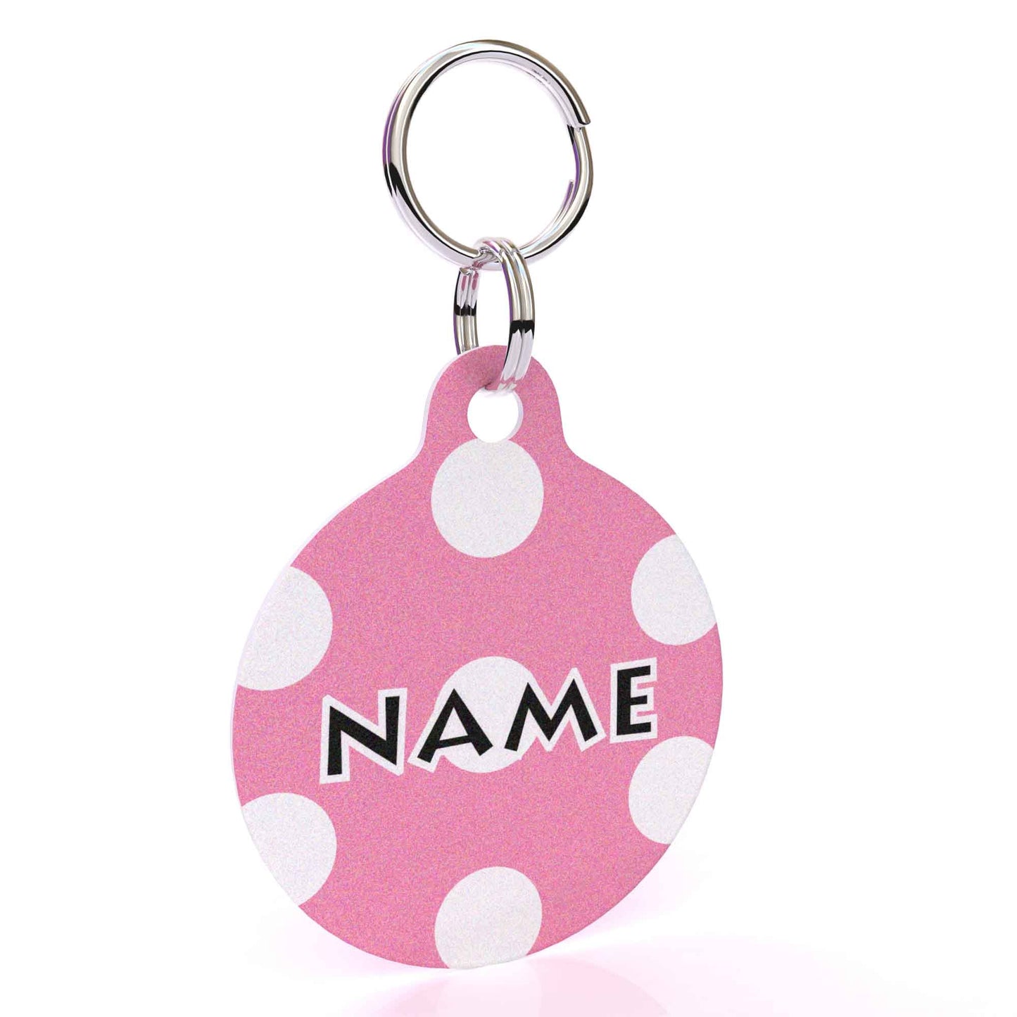 Pink Polka Dot HD Dog ID Tag