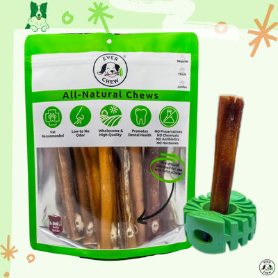 SafetyChew+ Medium Dog Starter Pack: Heavy-Duty Bully Stick Holder & All-Natural Bully Sticks for Dogs 16-39+lbs