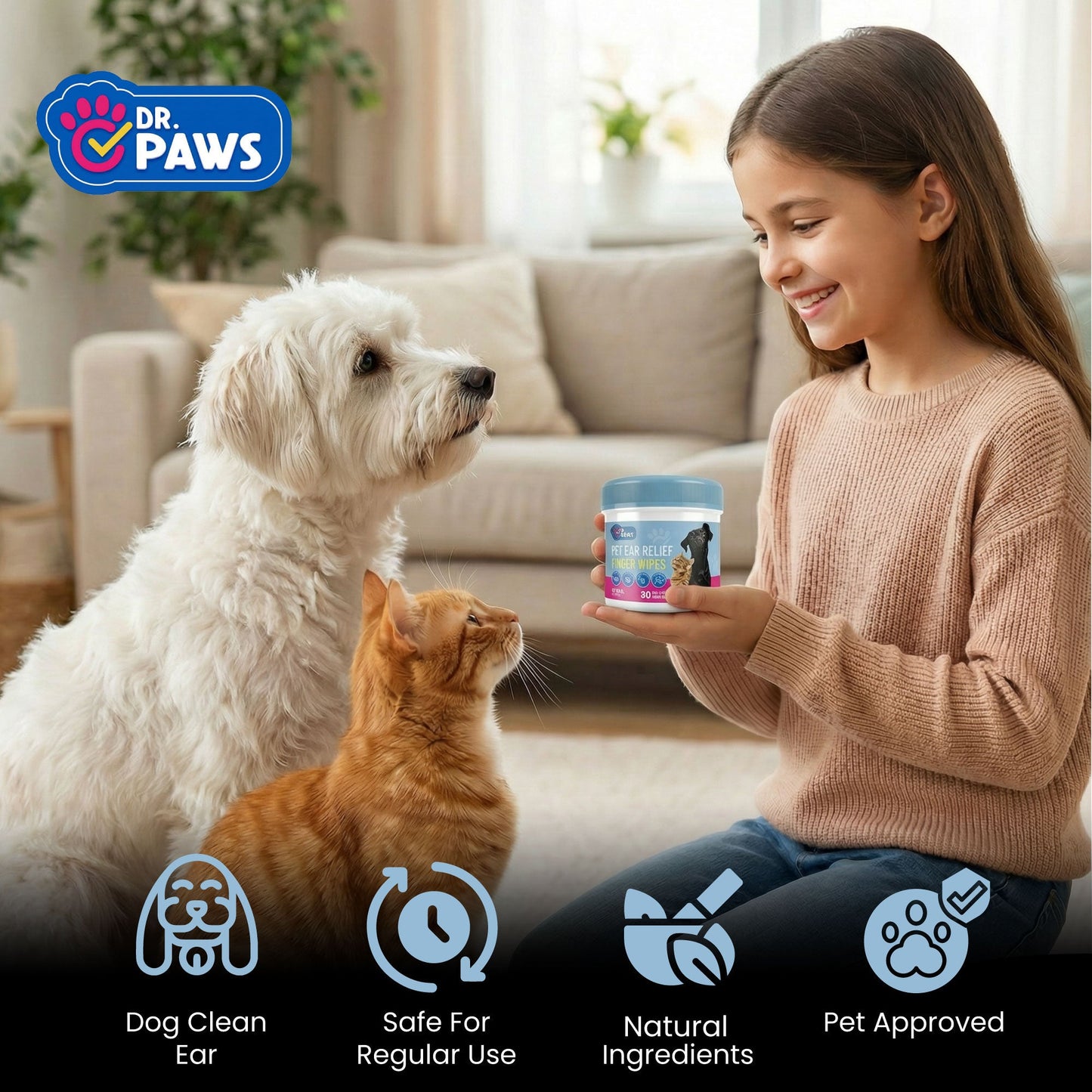 Ear Relief Finger Wipes for Pets (50 Count)