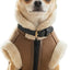 Retro Aviator Dog Jacket Faux Leather Sherpa Coat XS-3XL Winter