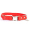 Rolled Style Red Leather Quick-Release Dog Collar