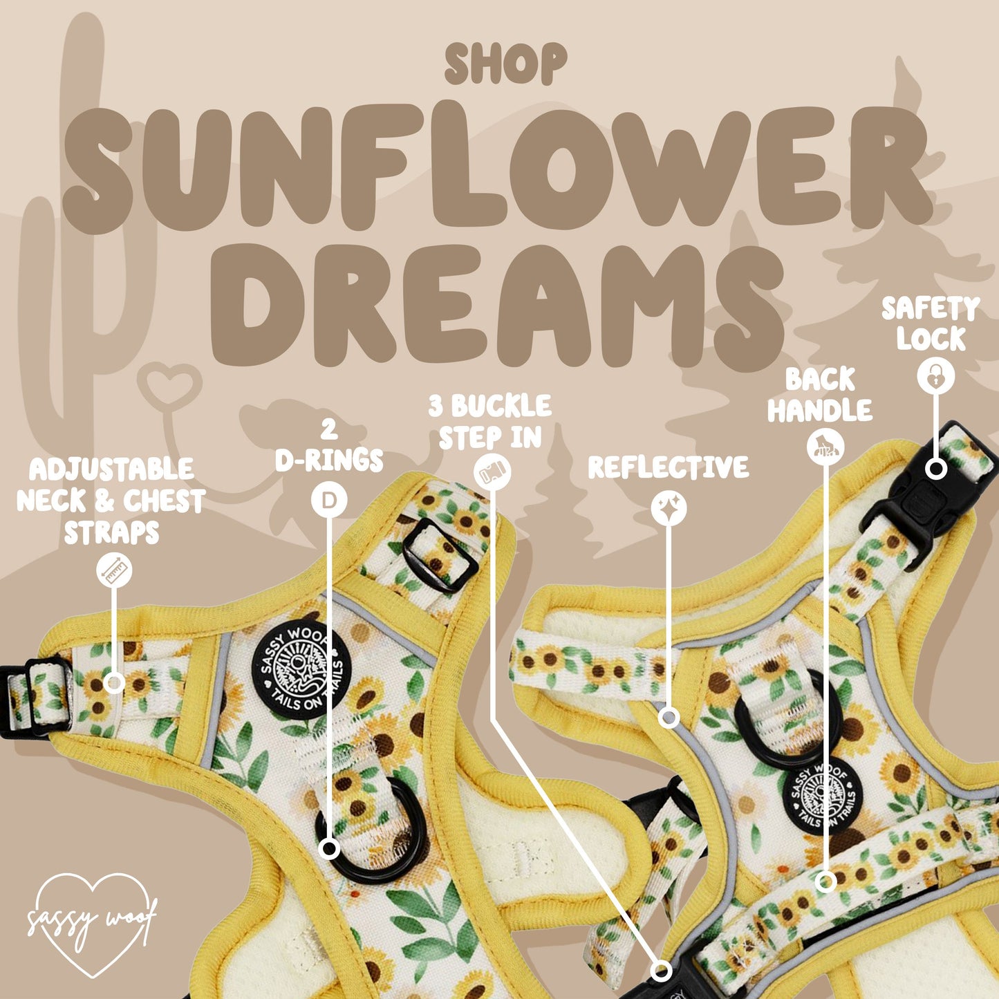 Dog Step-In Harness - Sunflower Dreams