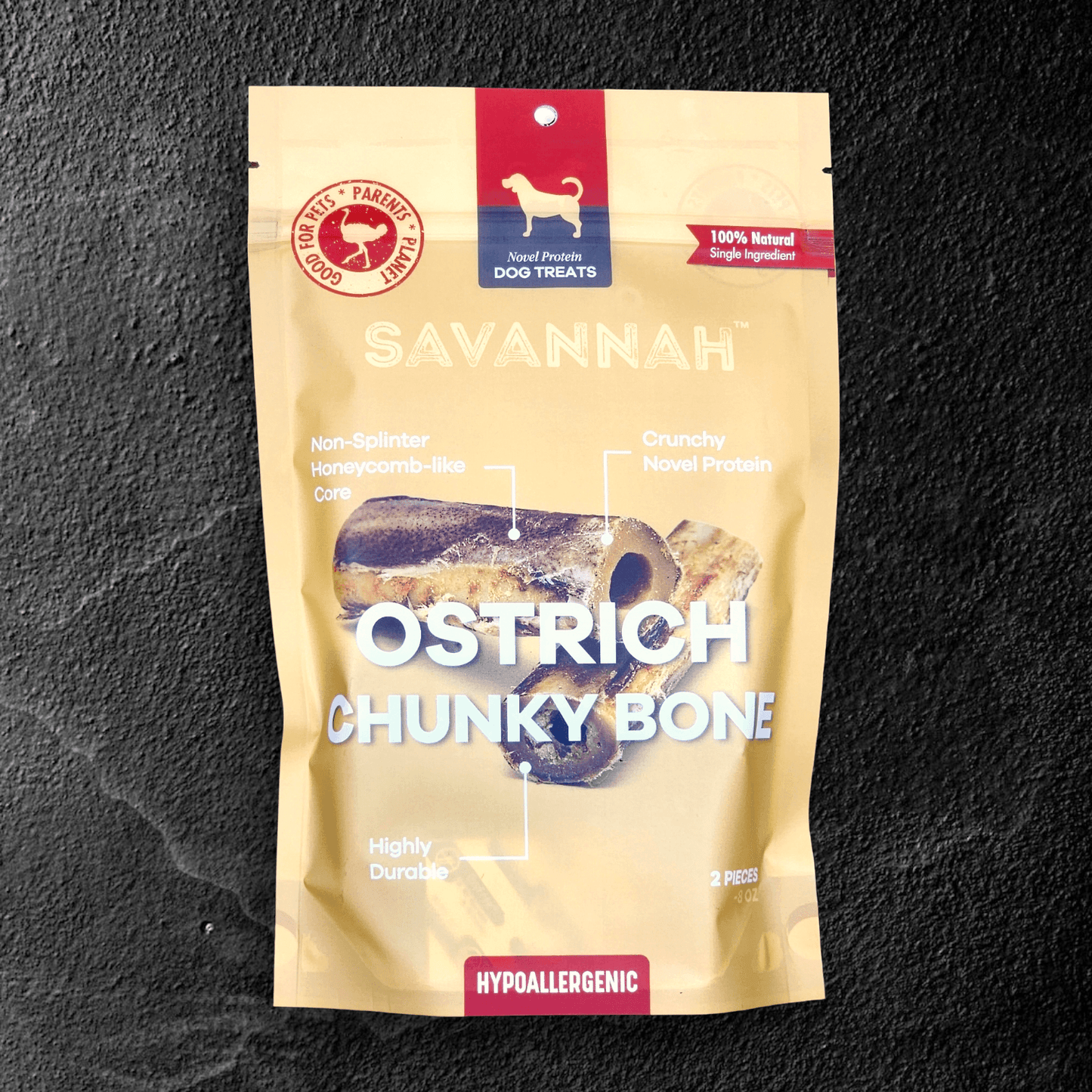 Ostrich Chunky Bones (5" x 2" - 2 Pack): The Long-Lasting, Flavor-Packed Bones for Medium to Large Dogs