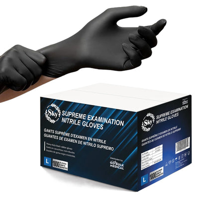 Pallet Sky Black Nitrile Exam Gloves of 100 Cases(100,000 Gloves) 5 mil Thick Powder-Free Heavy Duty Disposable
