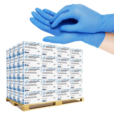 Sky Pallet Nitrile Exam Gloves of 100 Cases(100,000 Gloves) 4 mil Thick Powder-Free Heavy Duty Disposable Blue Gloves