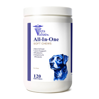 Dog Multivitamin Chews (120 Soft Chews) - All-in-One Vitamins for Dogs of All Ages, Sizes & Breeds | Supports Immunity, Digestive Health, Skin, Coat Joint Health with Glucosamine, Omega Fatty Acids