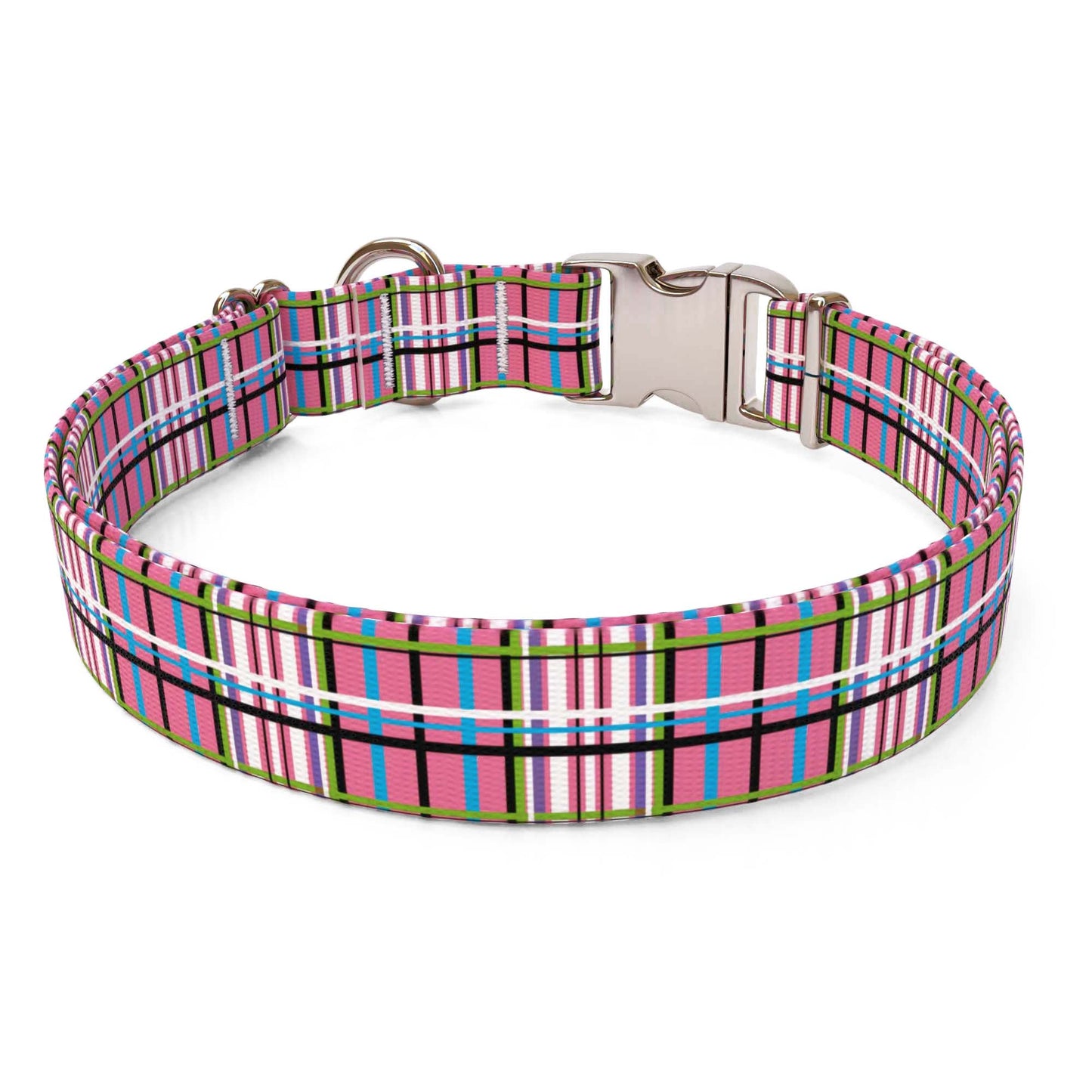 Tartan Plaid Pink Dog Collar