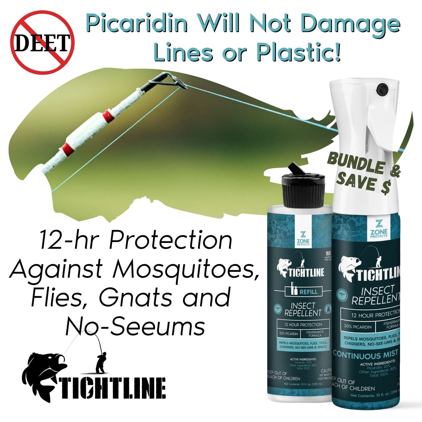 Tightline Picaridin Insect Repellent Spray, 10oz Mistosol + Refill