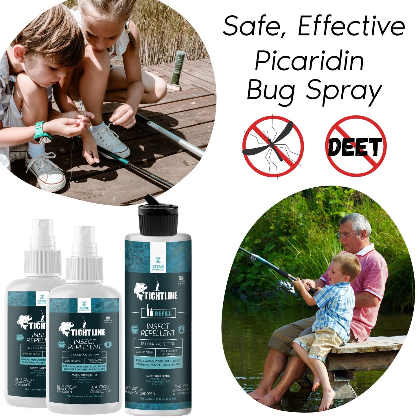 Tightline Picaridin Insect Repellent Spray 2 Pack 4oz + Refill