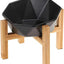 Tilted Elevated Ceramic Pet Bowl with Bamboo Stand | Modern Feeding Dish